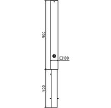 Stilpoller aus Vierkantstahlrohr 100 x 100 mm mit Flachkopf, ca. 900 mm Überflur, feuerverzinkt und DB 703 beschichtet.