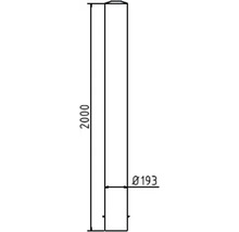Technische Zeichnung eines Pfostens mit den Maßen 2000 mm Länge und 193 mm Durchmesser