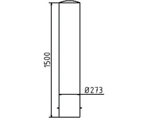 Technische Zeichnung eines zylindrischen Körpers mit einer Höhe von 1500 und einem Durchmesser von 273.
