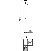 Edelstahlpfosten Ø 76 mm Überflur ca. 900 mm geschliffen gewölbte Kopfform ohne Ziernut ohne Öse