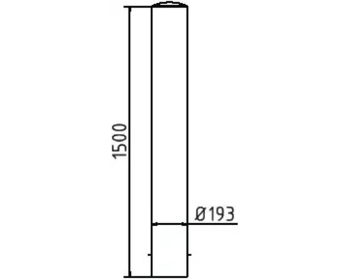 Technische Zeichnung eines Zylinders mit den Maßen 1500 mm Höhe und 193 mm Durchmesser.
