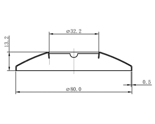 Technische Zeichnung eines Deckels mit Maßangaben