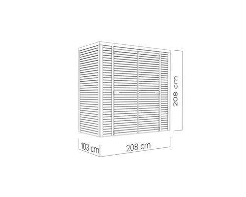 Geräteschuppen mit den Maßen 208 cm x 208 cm x 103 cm