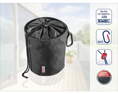 Wäscheklammerbeutel mit Kordelzug und Karabinerhaken für circa 100 Wäscheklammern