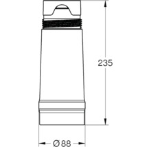 Technische Zeichnung eines Bauteils mit einer Höhe von 235 Millimeter und einem Durchmesser von 88 Millimeter