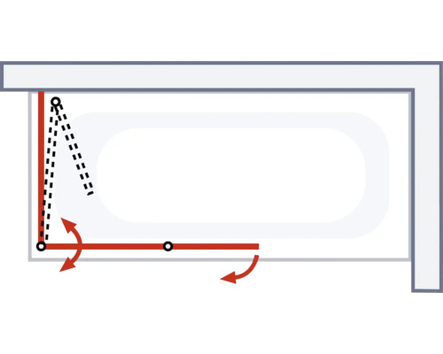 Illustration einer Badewanne mit drehbarem Badewannenaufsatz