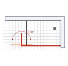 Grafische Darstellung einer Duschabtrennung mit 180 Grad Schwenkbereich