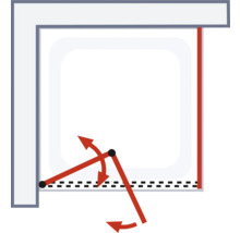 Illustration einer Dusche mit Schwingtür