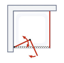 Darstellung des Schwenkbereichs einer Duschwand