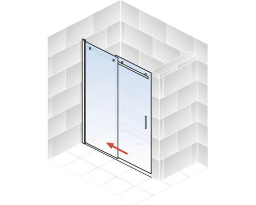 Illustration einer Duschkabine mit Schiebetür