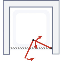 Illustration einer Garagentor-Bewegung mit roten Pfeilen, die die Drehbewegung anzeigen