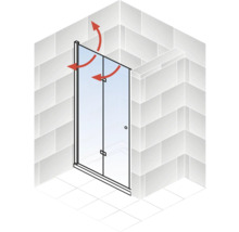 Illustration einer Duschtür mit Schwingfunktion im Badezimmer