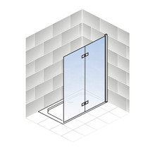 Eckdusche mit Drehfalttür aus Glas