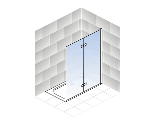 Eckdusche mit Drehfalttür aus Glas