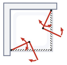 Illustration einer Drehbewegung einer Duschkabine