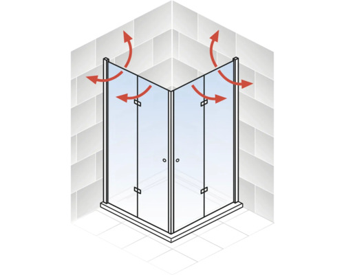 Eckdusche mit Belüftungsanzeige