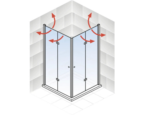 Illustration einer Duschkabine mit Belüftungssystem
