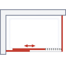 Illustration eines Schiebefensters mit roter Abdichtung
