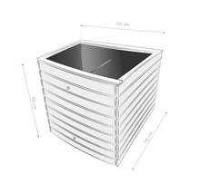Illustration eines Pflanzkastens mit den Maßen 110 cm Länge, 70 cm Breite und 90 cm Höhe