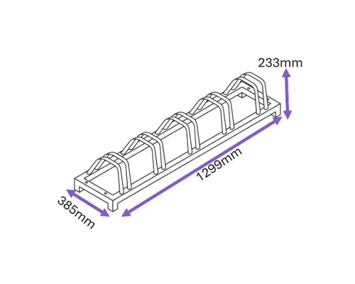 Technische Zeichnung eines Fahrradständers mit Maßangaben.