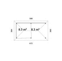 Grundrisszeichnung mit Abmessungen und Flächenangaben