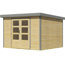 Holzgartenhaus mit Doppeltür und Fenstern