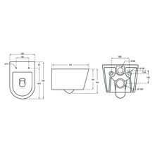 Wandtiefspülklosett-Set Form & Style Samar ohne Spülrand weiß glänzend mit WC-Sitz und Turbo-Flush-Technologie
