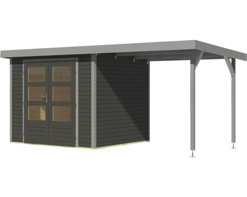 Gartenhaus mit Doppeltür und Anbau