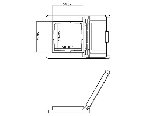 Technische Zeichnung einer Gerätedose mit Maßangaben