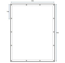 Illustration eines rechteckigen Beckens mit den Maßen 3 Meter mal 4 Meter.