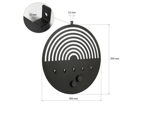 Kreisförmige Memoboard Magnettafel mit Haken und Maßangaben 300 mm