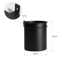 Schwarzer Wandhalter mit den Maßen 120 mm Höhe und 108 mm Durchmesser.