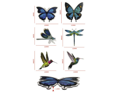 Dekorative Tiermotive mit Größenangaben für Bastelarbeiten