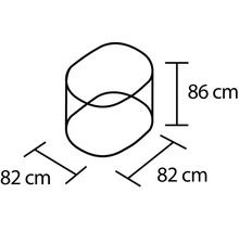 Abmessungen eines Beistelltisches: 86 cm Höhe und 82 cm Breite