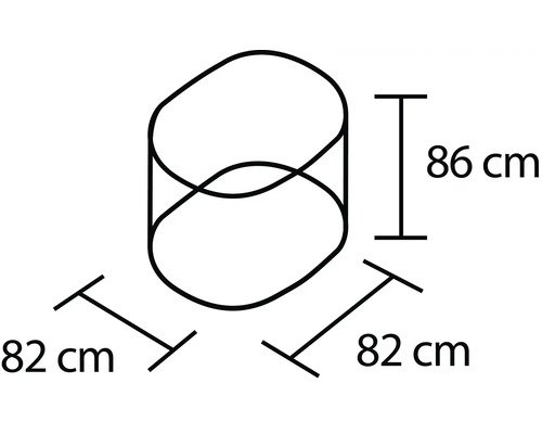 Abmessungen eines Beistelltisches: 86 cm Höhe und 82 cm Breite