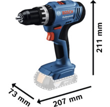 Bosch Professional Akku-Schlagbohrschrauber mit den Maßen 211 x 207 x 73 Millimeter