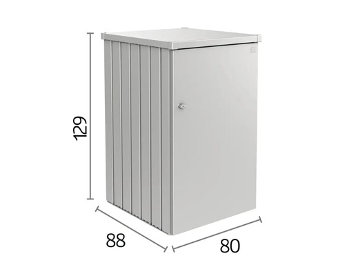 Graue Mülltonnenbox mit den Maßen 129 x 88 x 80 cm