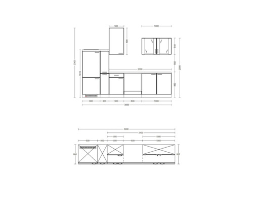 Küchenplan mit Maßen für die Küchenplanung