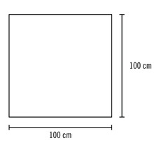 Quadratische Fläche mit den Maßen 100 cm mal 100 cm.