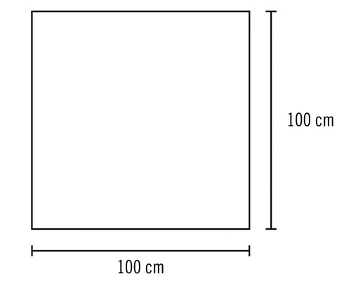 Quadratische Fläche mit den Maßen 100 cm mal 100 cm.