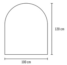 Skizze eines Torbogens mit den Maßen 100 mal 120 Zentimeter