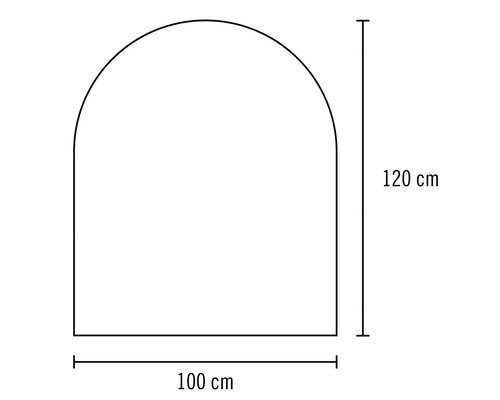 Skizze eines Torbogens mit den Maßen 100 mal 120 Zentimeter