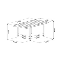 Abmessungen des Pavillons: 492 Zentimeter breit, 297 Zentimeter tief und 226 Zentimeter hoch