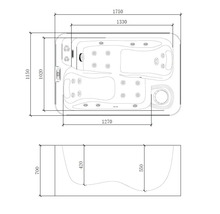 Skizze eines Whirlpools mit Maßangaben