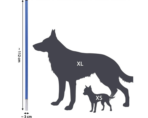 Abbildung der Länge einer Hundeleine mit Hundesilhouetten