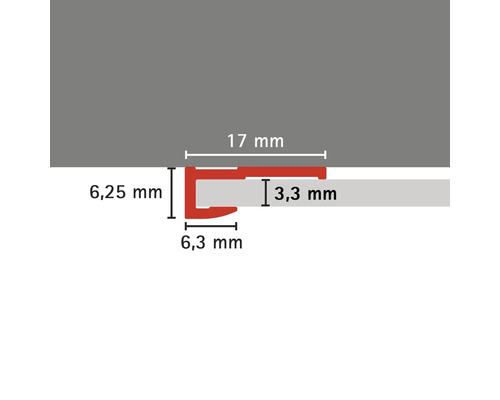 Profilleiste mit Maßangaben: 17 mm, 6,25 mm, 6,3 mm, 3,3 mm