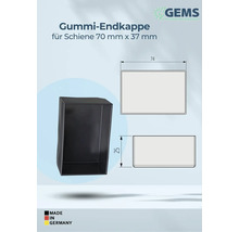 Gummi Endkappe für Schiene 70 mm x 37 mm
