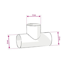 T-Stück mit den Maßen 18 mm, 22 mm und 28 mm