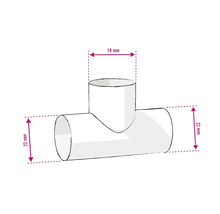 Abbildung eines T-Stücks mit den Maßen 18 mm und 22 mm.