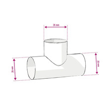 Abbildung eines T-Stücks mit den Maßen 26 mm und 20 mm